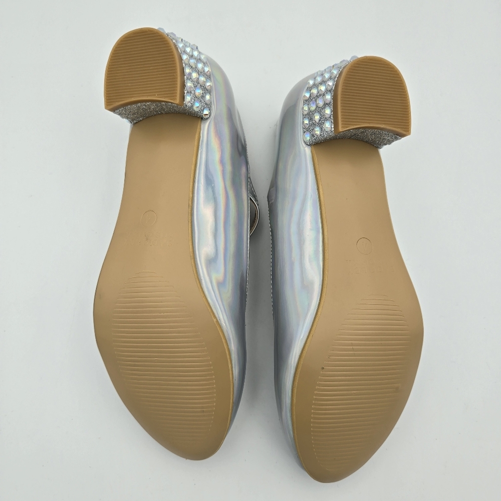 Badgley Mischka Girls Holographic Mary Jane Dress Heels, Siver, Big Grils 4 - Picture 13 of 16